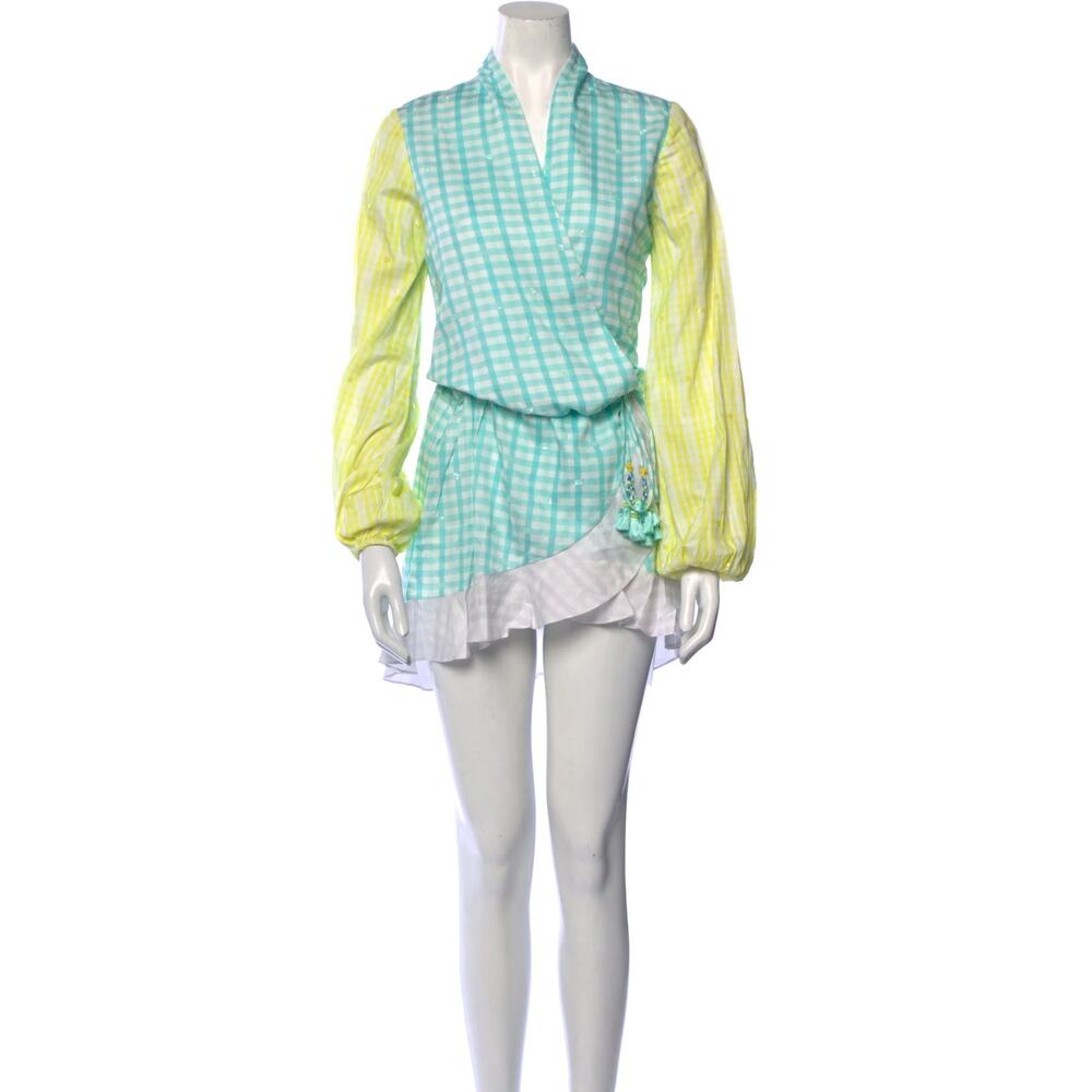 Rococo Sand Mint Green & Lemon Yellow Mini Dress